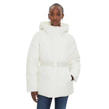 Γυναικείο Μπουφάν Calvin Klein Logo Belt Short Puffer Ivory J20J224107-YBI