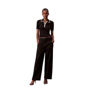 Γυναικείο Παντελόνι Calvin Klein Jeans Cotton Twill Aop Logo Stripe Pan Black LV044D612G-UB1