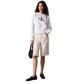 Γυναικείο Φούτερ Calvin Klein Ls Monologo French Terry Rlxd Cn Brilliant White LV047B234G-YAA