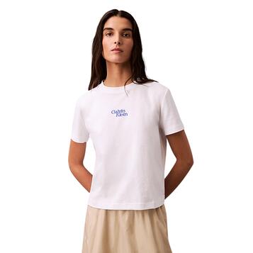 Γυναικείο T-Shirt Calvin Klein Ss Flocked Logo Cn Tee Brilliant White LV047B851G-YAA