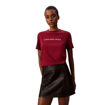 Γυναικείο T-Shirt Calvin Klein A- Inst Logo Classic Tee Ss Magenta Jewel LV047C912G-WFK