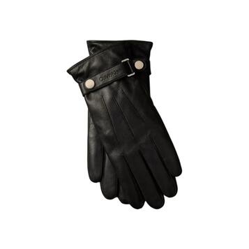 Ανδρικά Γάντια Calvin Klein Logo Strap Smooth Leather Gloves Black LV04D8035G-UB1