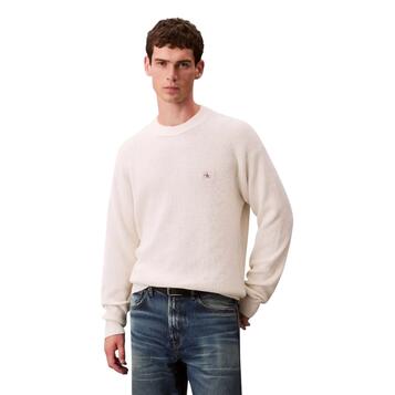 Ανδρικό Πουλόβερ Calvin Klein Ls Ez Cotton Waffle Crwnk Swtr 9 Tofu LV04RD313G-YAS Ανδρικό Πουλόβερ Calvin Klein Ls Ez Cotton Waffle Crwnk Swtr 9 Tofu LV04RD313G-YAS