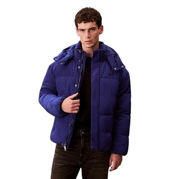Ανδρικό Μπουφάν Calvin Klein Ls Ripstop Quilted Logo Hooded P Bellwether Blue LV04RD513G-IZ4