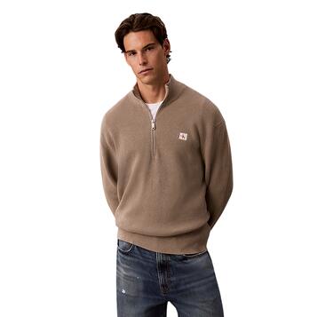 Ανδρικό Πουλόβερ Calvin Klein Ls Clsc Cttn Wfle Hzip Swtr 9gg Roasted Cashew LV04RH327G-HMT