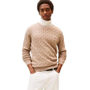 Ανδρικό Πουλόβερ Tommy Hilfiger Classic Cable Crew Neck Medium Coastal Taupe MW0MW33132-AFE Ανδρικό Πουλόβερ Tommy Hilfiger Classic Cable Crew Neck Medium Coastal Taupe MW0MW33132-AFE