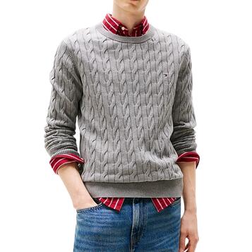 Ανδρικό Πουλόβερ Tommy Hilfiger Classic Cable Crew Neck Medium Grey Heather MW0MW33132-P91
