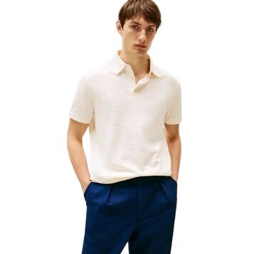 Ανδρικό Polo Tommy Hilfiger Dc Tonal Texture Stp Polo Ivory Petal MW0MW38743-Z00