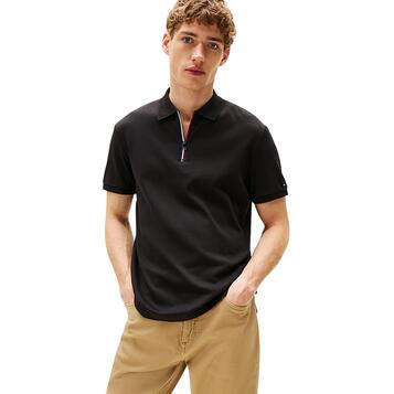 Ανδρικό Polo Tommy Hilfiger Interlock Zip Reg Polo Black MW0MW39552-BDS