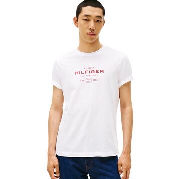 Ανδρικό T-Shirt Tommy Hilfiger Stack Graphic Tee White MW0MW40002-YBR Ανδρικό T-Shirt Tommy Hilfiger Stack Graphic Tee White MW0MW40002-YBR