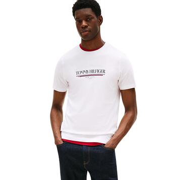 Ανδρικό T-Shirt Tommy Hilfiger Brand Love Hilfiger Tee White MW0MW40324-YBR Ανδρικό T-Shirt Tommy Hilfiger Brand Love Hilfiger Tee White MW0MW40324-YBR