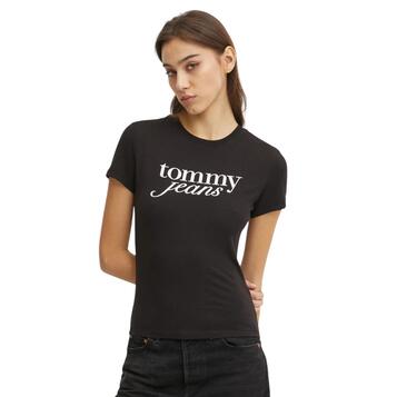 Γυναικείο T-shirt Tommy Jeans Slim Essential Logo Ext Black DW0DW19447-BDS