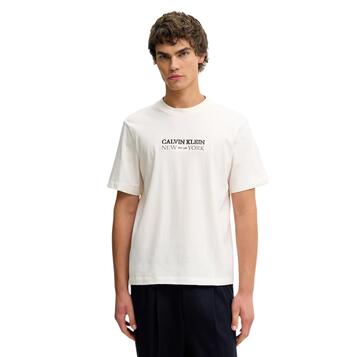 Ανδρικό T-Shirt Calvin Klein Ss 20S Whsl Sp Cklein Ny Graphic White Greige LV04RE833G-YBH