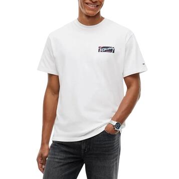Ανδρικό T-shirt Tommy Jeans Tjm Rlx Signature Tee Ecru DM0DM23597-YBL