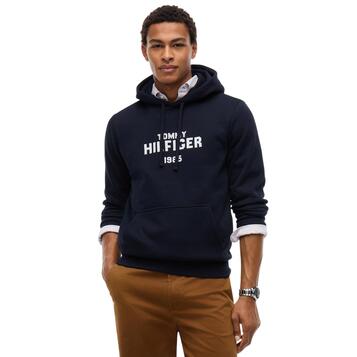 Ανδρικό Φούτερ Tommy Hilfiger Hilfiger Stack Reg Fleece Hoodie Navy Blue MW0MW44937-DW5