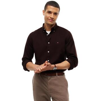 Ανδρικό Πουκάμισο Tommy Hilfiger Flex Flannel Solid Rf Shirt Chocolate MW0MW40469-HJT