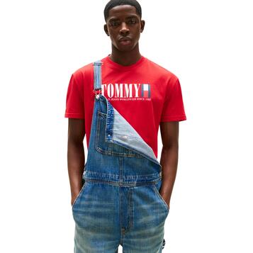 Ανδρικό T-Shirt Tommy Jeans Reg Tommy Dna Flag Tee Ext Sapphire Red DM0DM21941-XLE