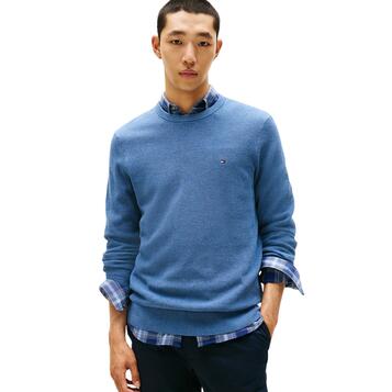 Ανδρικό Πουλόβερ Tommy Hilfiger Essential Structure Crew Neck Petrol Blue Heather MW0MW36347-DVC Ανδρικό Πουλόβερ Tommy Hilfiger Essential Structure Crew Neck Petrol Blue Heather MW0MW36347-DVC