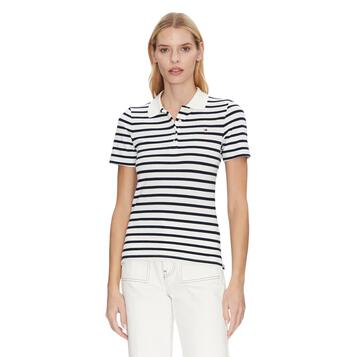 Γυναικείο Polo Tommy Hilfiger 1985 Slim Pique Ss Breton Ecru Dark Night Navy Stp WW0WW43225-0BF