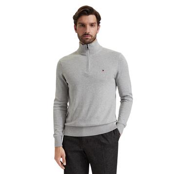 Ανδρικό Πουλόβερ Tommy Hilfiger Pima Org Ctn Cashmere Zip Mock Light Grey Heather MW0MW28049-P01