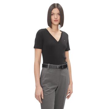 Γυναικείο T-Shirt Tommy Hilfiger New Slim Cody V-Neck Ss Black WW0WW40584-BDS Γυναικείο T-Shirt Tommy Hilfiger New Slim Cody V-Neck Ss Black WW0WW40584-BDS