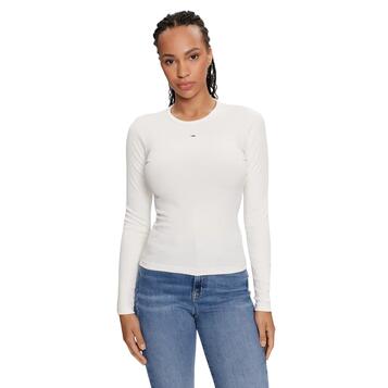 Γυναικεία Μπλούζα Τommy Jeans Tjw Slim Esswntial Rib Ls Ancient White DW0DW17387-YBH