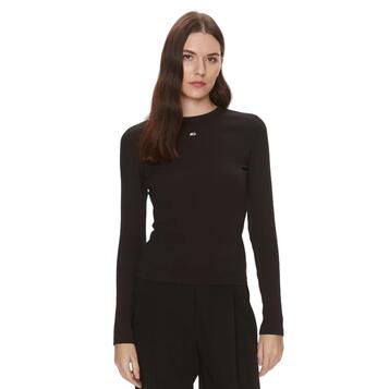 Γυναικεία Μπλούζα Τommy Jeans Tjw Slim Esswntial Rib Ls Black DW0DW17387-BDS