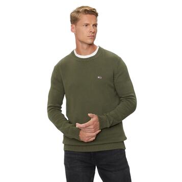Ανδρικό Πουλόβερ Tommy Jeans Tjm Slim Essntls C-Neck Sweater Fatigue Green DM0DM18370-M12 Ανδρικό Πουλόβερ Tommy Jeans Tjm Slim Essntls C-Neck Sweater Fatigue Green DM0DM18370-M12