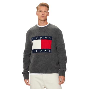 Ανδρικό Πουλόβερ Tommy Jeans Tjm Reg Melange Flag Sweater New Charcoal Melange DM0DM19442-PUB Ανδρικό Πουλόβερ Tommy Jeans Tjm Reg Melange Flag Sweater New Charcoal Melange DM0DM19442-PUB