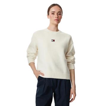 Γυναικείο Πουλόβερ Tommy Hilfiger Tjw Fluffy Badge SweaTer Ext Off White DW0DW23831-YBH