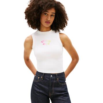 Γυναικείο Top Tommy Jeans Tjw Slim Sh Tj Bubble Tank Ecru DW0DW22280-YBL