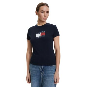 Γυναικείο T-shirt Tommy Jeans Tjw Slim Wavy Flag Tee Ext Dark Night Navy DW0DW22781-C1G