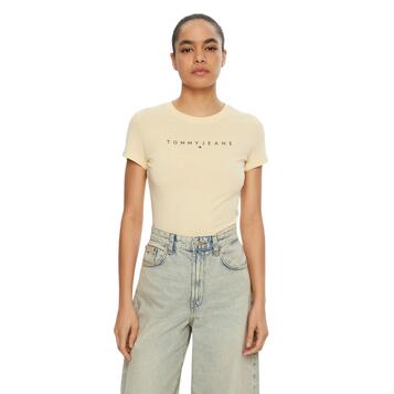 Γυναικείο T-shirt Tommy Jeans Slim Tonal Linear Tee Ext Custard Cream DW0DW20315-ZGA