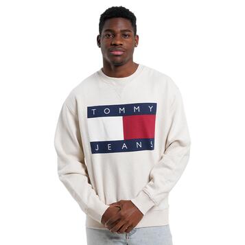 Αντρικό Φούτερ Tommy Jeans Melange Flag Crew Oat Marl Htr DM0DM21186-AE3