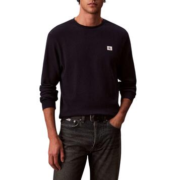 Ανδρική Μπλούζα Calvin Klein Ls Waffle Badge Crewnk Tee Pirate Black LV04RJ209G-8MN
