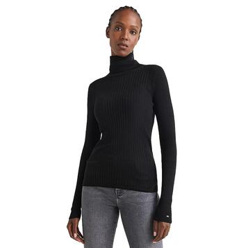 Γυναικείο Πουλόβερ Tommy Hilfiger Lyocell Silk Roll-Nk Sweater Black WW0WW35869-BDS