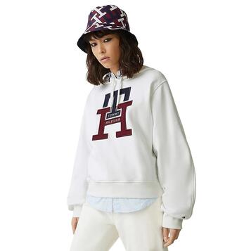 Γυναικείο Φούτερ Tommy Hilfiger Large Monogram Th Hoodie Ecru WW0WW37441-YBL Γυναικείο Φούτερ Tommy Hilfiger Large Monogram Th Hoodie Ecru WW0WW37441-YBL