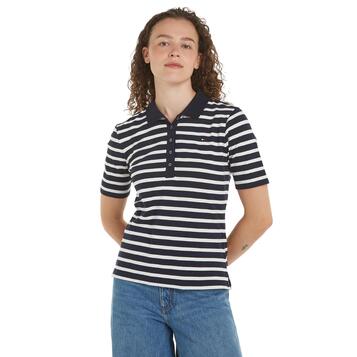 Γυναικείο Polo Tommy Hilfiger 1985 Reg Pique Stripe Polo Ss Breton Desert Sky/Ecru WW0WW39531-0A6
