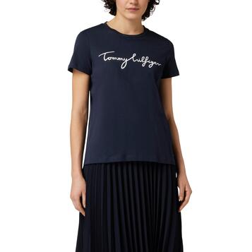 Γυναικείο T-shirt Tommy Hilfiger Reg C-Nk Signature Tee Ss Desert Sky WW0WW41674-DW5
