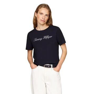 Γυναικείo T-shirt Tommy Hilfiger Nos Script Regural C Nk Ss Nos Desert Sky WW0WW43459-02G