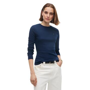 Γυναικεία Μπλούζα Tommy Hilfiger Cody Slim C-Nk L/s T-shirt Dark Blue WW0WW53689-C1G