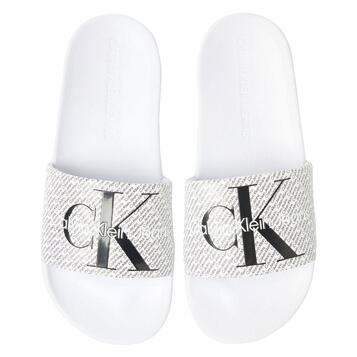 Ανδρικές Παντόφλες Calvin Klein Slide Aop Bright White/Black YM0YM00955-01W Ανδρικές Παντόφλες Calvin Klein Slide Aop Bright White/Black YM0YM00955-01W