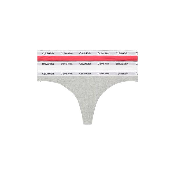 Γυναικείο Εσώρουχο Calvin Klein Thong 3pk Azalea White Grey Heather 000QD5209E-NP4