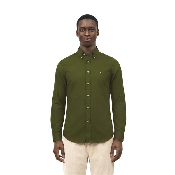 Ανδρικό Πουκάμισο Tommy Hilfiger Flex Flannel Solid Rf Shirt Huntsman Green MW0MW40469-MT1