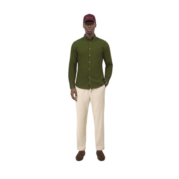 Ανδρικό Πουκάμισο Tommy Hilfiger Flex Flannel Solid Rf Shirt Huntsman Green MW0MW40469-MT1