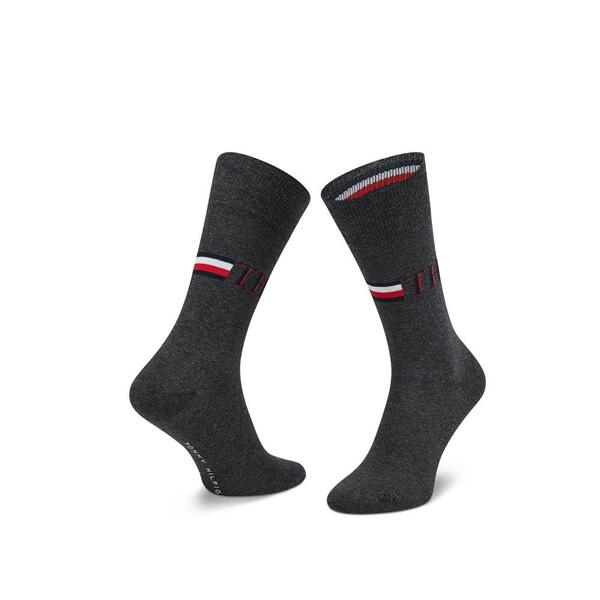 Ανδρικές Κάλτσες Tommy Hilfiger Men Sock 2p Iconic Stripe Middle Grey Melange 100001492-003