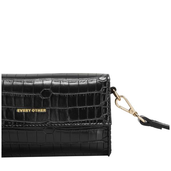 Γυναικεία Τσάντα ΕVERY OTHER Croc Flap Over Shoulder/ Crossbody Black 12079-BLACK