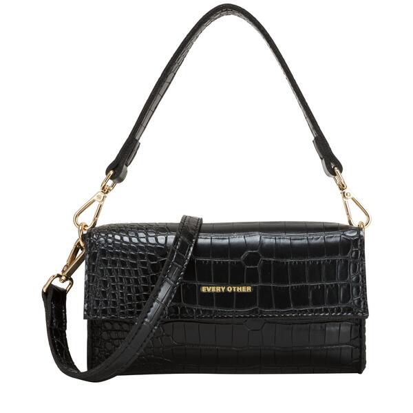Γυναικεία Τσάντα ΕVERY OTHER Croc Flap Over Shoulder/ Crossbody Black 12079-BLACK