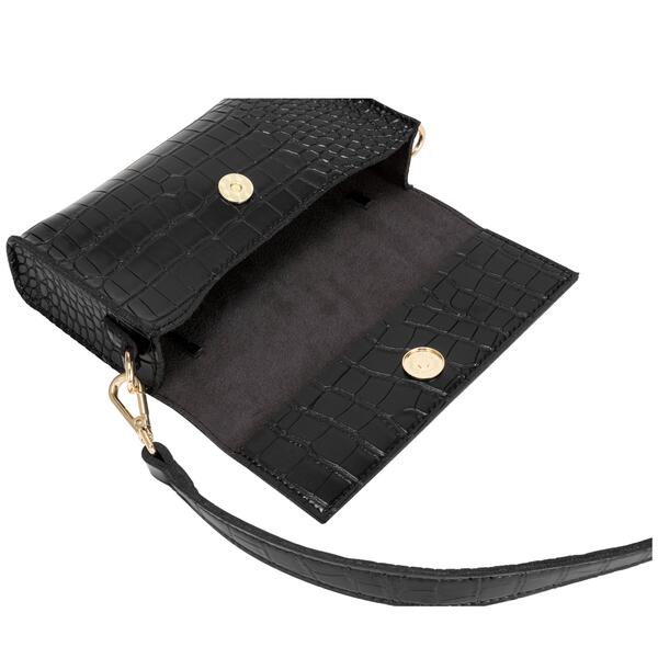 Γυναικεία Τσάντα ΕVERY OTHER Croc Flap Over Shoulder/ Crossbody Black 12079-BLACK