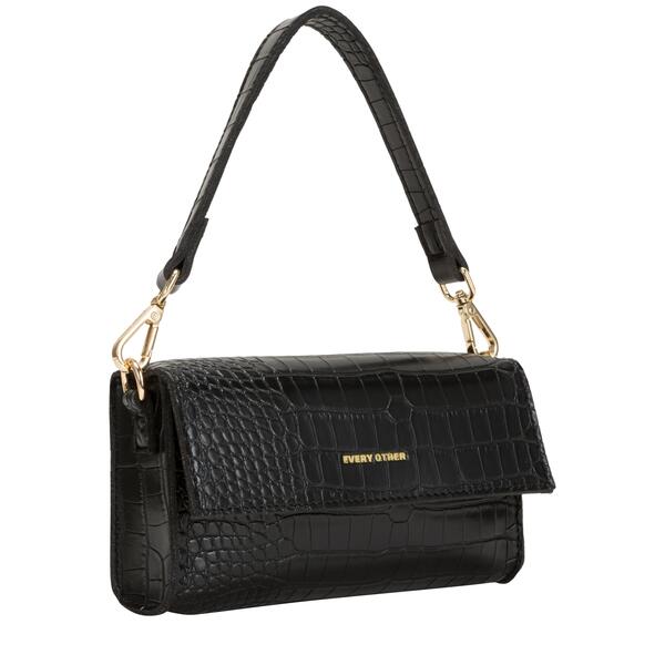 Γυναικεία Τσάντα ΕVERY OTHER Croc Flap Over Shoulder/ Crossbody Black 12079-BLACK